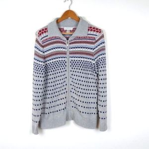 💥EUC Christopher & Banks Knit Gray Zip Up Sweater, See Measurements